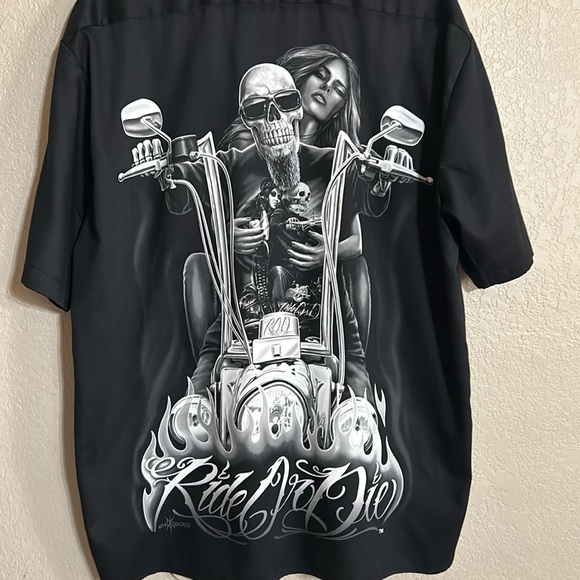 Ride or die, button up shirt men’s large - Picture 2 of 8